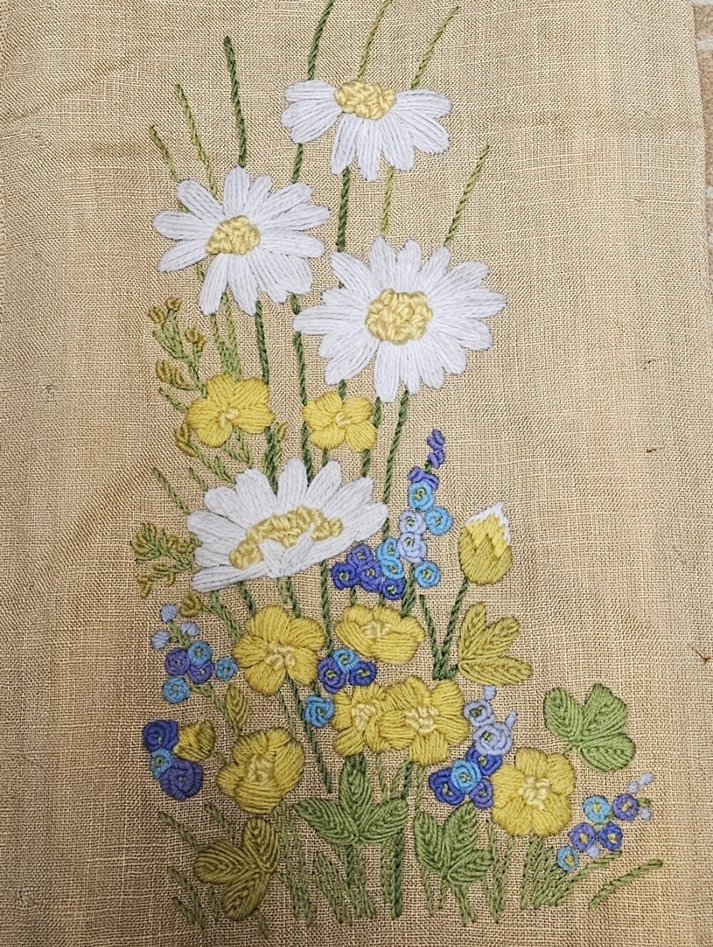1960s Crewel Floral Embroidery